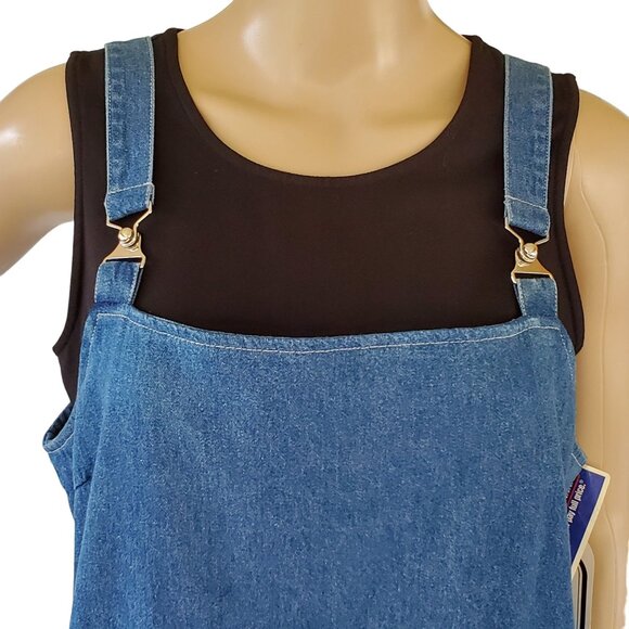 VTG Chambray Jumper Dress Women's 16 Blue Suspenders Pockets Boston Classics - Picture 11 of 12